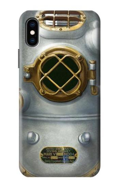 S2646 Vintage Deep Sea Diver Helmet Case Cover Custodia per iPhone X, iPhone XS