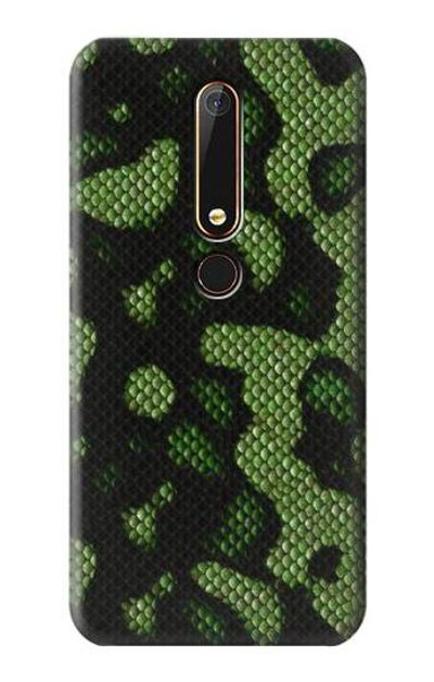 S2877 Green Snake Skin Graphic Printed Case Cover Custodia per Nokia 6.1, Nokia 6 2018