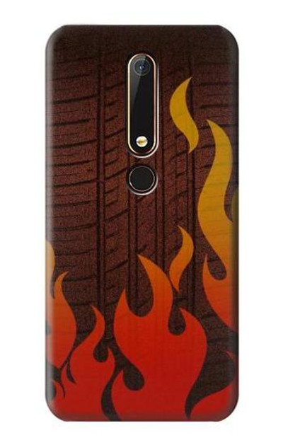 S2988 Rally Car Tire Fire Case Cover Custodia per Nokia 6.1, Nokia 6 2018