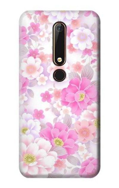 S3036 Pink Sweet Flower Flora Case Cover Custodia per Nokia 6.1, Nokia 6 2018