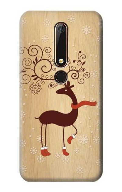 S3081 Wooden Raindeer Graphic Printed Case Cover Custodia per Nokia 6.1, Nokia 6 2018