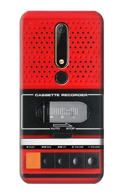 S3204 Red Cassette Recorder Graphic Case Cover Custodia per Nokia 6.1, Nokia 6 2018