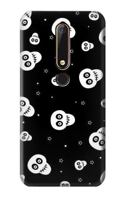 S3261 Smile Skull Halloween Pattern Case Cover Custodia per Nokia 6.1, Nokia 6 2018