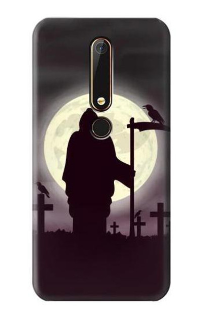 S3262 Grim Reaper Night Moon Cemetery Case Cover Custodia per Nokia 6.1, Nokia 6 2018