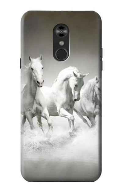 S0933 White Horses Case Cover Custodia per LG Q Stylo 4, LG Q Stylus