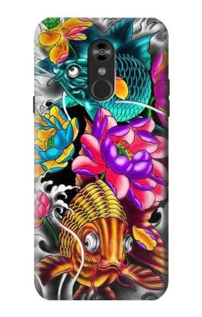 S1630 Fish Japanese Oriental Tattoo Case Cover Custodia per LG Q Stylo 4, LG Q Stylus