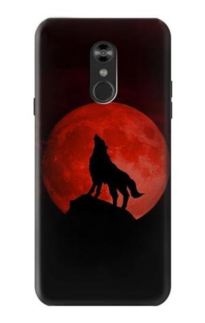 S2955 Wolf Howling Red Moon Case Cover Custodia per LG Q Stylo 4, LG Q Stylus