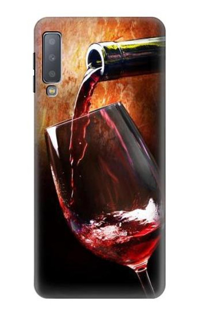 S2396 Red Wine Bottle And Glass Case Cover Custodia per Samsung Galaxy A7 (2018)