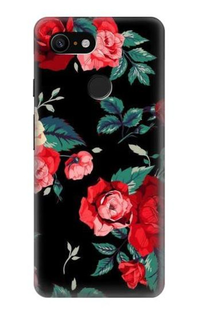 S3112 Rose Floral Pattern Black Case Cover Custodia per Google Pixel 3