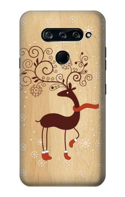 S3081 Wooden Raindeer Graphic Printed Case Cover Custodia per LG V40, LG V40 ThinQ