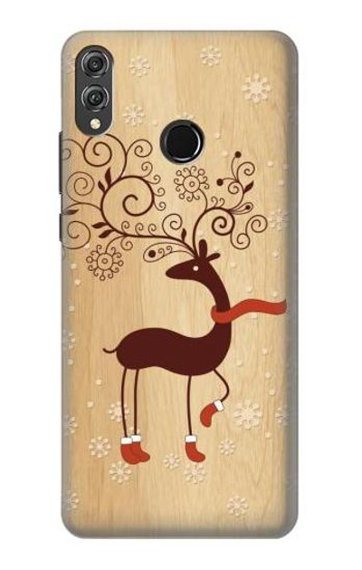 S3081 Wooden Raindeer Graphic Printed Case Cover Custodia per Huawei Honor 8X