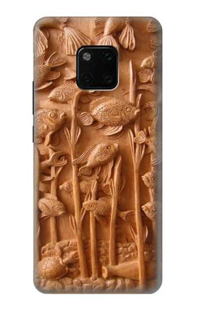 S1307 Fish Wood Carving Graphic Printed Case Cover Custodia per Huawei Mate 20 Pro