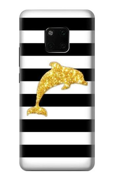 S2882 Black and White Striped Gold Dolphin Case Cover Custodia per Huawei Mate 20 Pro