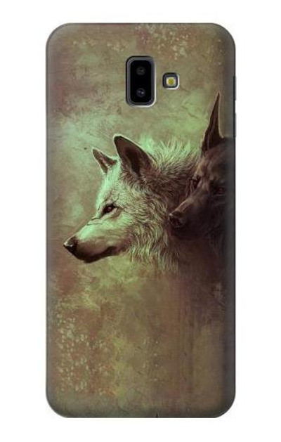 S0931 White Black Wolf Case Cover Custodia per Samsung Galaxy J6+ (2018), J6 Plus (2018)