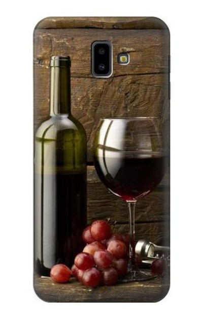 S1316 Grapes Bottle and Glass of Red Wine Case Cover Custodia per Samsung Galaxy J6+ (2018), J6 Plus (2018)