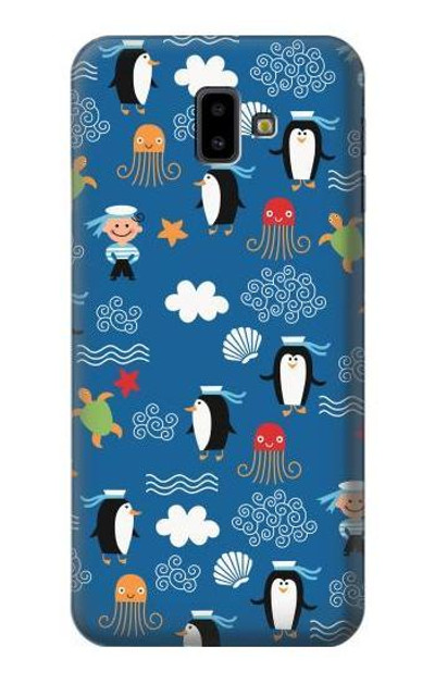 S2572 Marine Penguin Pattern Case Cover Custodia per Samsung Galaxy J6+ (2018), J6 Plus (2018)