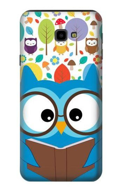 S2521 Cute Nerd Owl Cartoon Case Cover Custodia per Samsung Galaxy J4+ (2018), J4 Plus (2018)