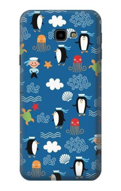 S2572 Marine Penguin Pattern Case Cover Custodia per Samsung Galaxy J4+ (2018), J4 Plus (2018)