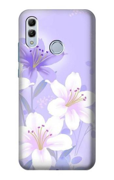 S2361 Purple White Flowers Case Cover Custodia per Huawei Honor 10 Lite, Huawei P Smart 2019