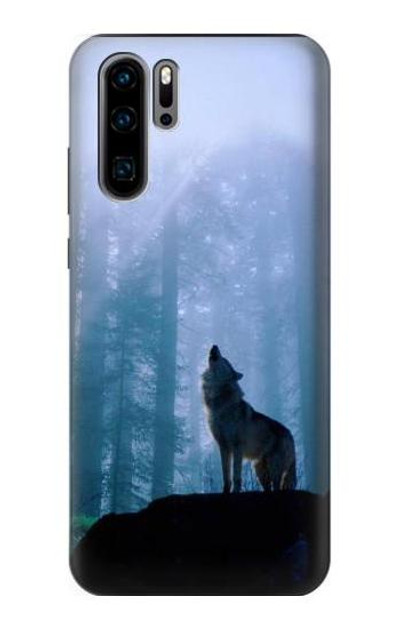 S0935 Wolf Howling in Forest Case Cover Custodia per Huawei P30 Pro