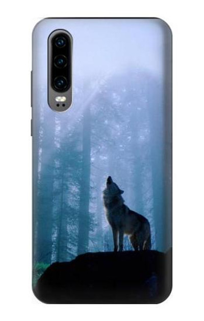 S0935 Wolf Howling in Forest Case Cover Custodia per Huawei P30