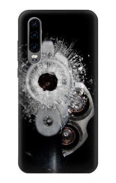 S2387 Gun Bullet Hole Glass Case Cover Custodia per Huawei P30