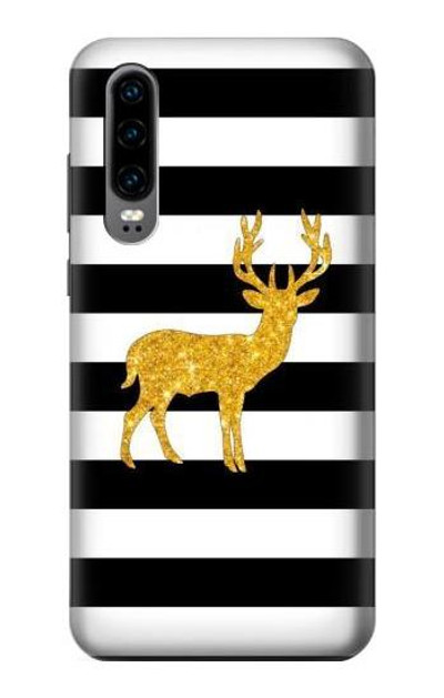 S2794 Black and White Striped Deer Gold Sparkles Case Cover Custodia per Huawei P30