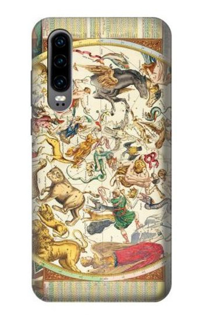 S3145 Antique Constellation Star Sky Map Case Cover Custodia per Huawei P30