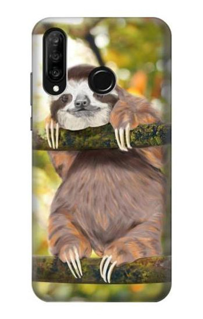 S3138 Cute Baby Sloth Paint Case Cover Custodia per Huawei P30 lite