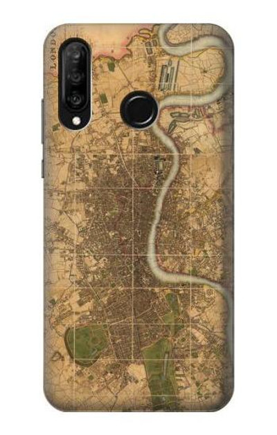 S3230 Vintage Map of London Case Cover Custodia per Huawei P30 lite