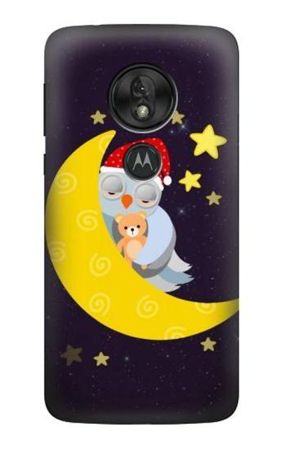 S2849 Cute Sleepy Owl Moon Night Case Cover Custodia per Motorola Moto G7 Play