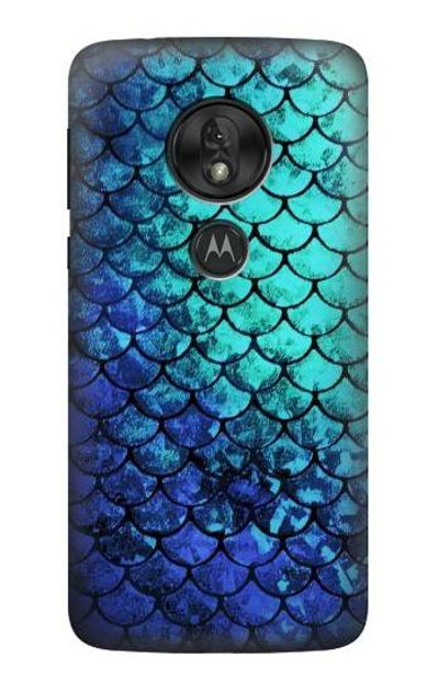S3047 Green Mermaid Fish Scale Case Cover Custodia per Motorola Moto G7 Power