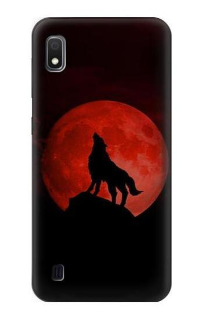 S2955 Wolf Howling Red Moon Case Cover Custodia per Samsung Galaxy A10