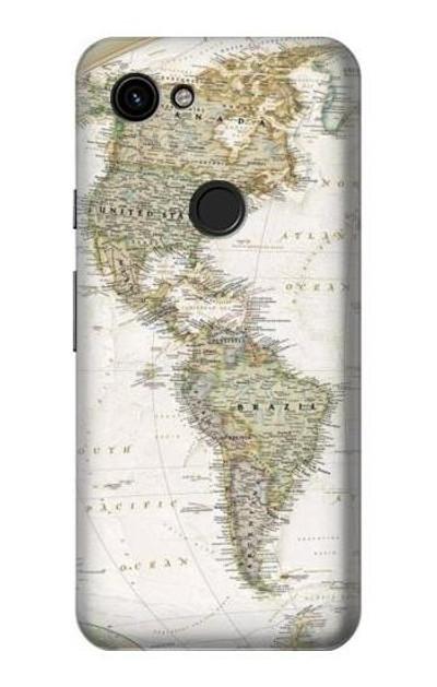 S0604 World Map Case Cover Custodia per Google Pixel 3a