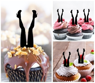 TA0907 Sexy Legs High Heels Acrilico Cupcake Topper Torte e Muffin per Matrimonio Compleanno Festa Decorazione 10 pezzi