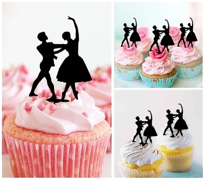 TA1013 Ballet Dance Acrilico Cupcake Topper Torte e Muffin per Matrimonio Compleanno Festa Decorazione 10 pezzi