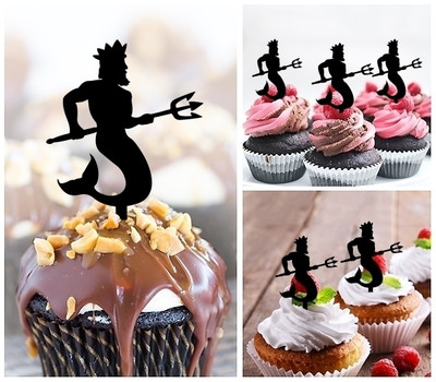 TA1117 Neptune Greek God Poseidon Acrilico Cupcake Topper Torte e Muffin per Matrimonio Compleanno Festa Decorazione 10 pezzi