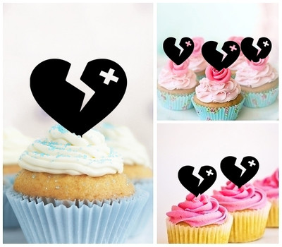 TA1181 Broken Heart Acrilico Cupcake Topper Torte e Muffin per Matrimonio Compleanno Festa Decorazione 10 pezzi
