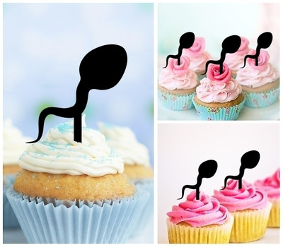 TA1238 Sperm cell Acrilico Cupcake Topper Torte e Muffin per Matrimonio Compleanno Festa Decorazione 10 pezzi