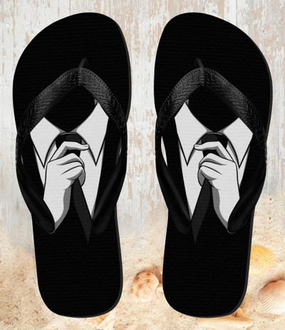 FA0127 Anonymous Man in Black Suit Sandali Ciabatte Infradito per Spiaggia e Piscina Unisex