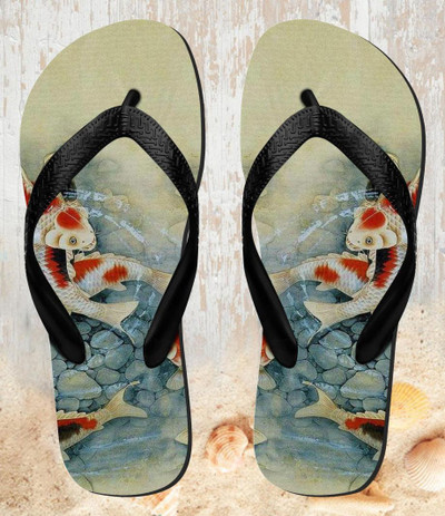 FA0137 Koi Carp Fish Art Painting Sandali Ciabatte Infradito per Spiaggia e Piscina Unisex