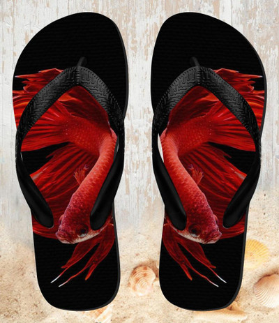 FA0186 Red Siamese Fighting Fish Sandali Ciabatte Infradito per Spiaggia e Piscina Unisex