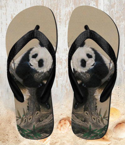 FA0199 Panda Fluffy Art Painting Sandali Ciabatte Infradito per Spiaggia e Piscina Unisex