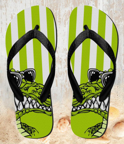 FA0221 Funny Green Alligator Crocodile Sandali Ciabatte Infradito per Spiaggia e Piscina Unisex