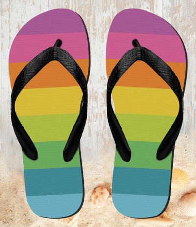 FA0233 Rainbow Pattern Sandali Ciabatte Infradito per Spiaggia e Piscina Unisex