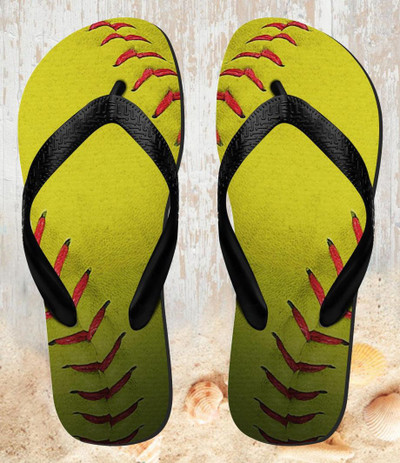 FA0428 Yellow Softball Ball Sandali Ciabatte Infradito per Spiaggia e Piscina Unisex