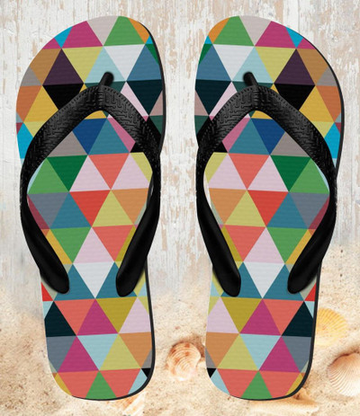 FA0441 Triangles Vibrant Colors Sandali Ciabatte Infradito per Spiaggia e Piscina Unisex