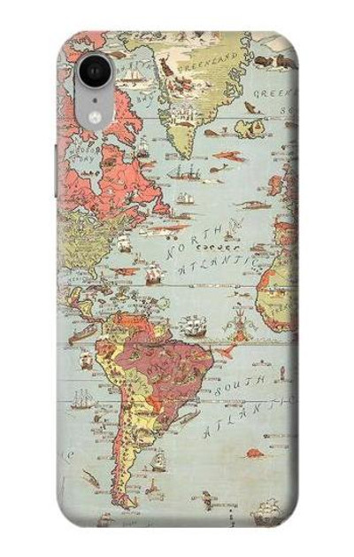 S3418 Vintage World Map Case Cover Custodia per iPhone XR