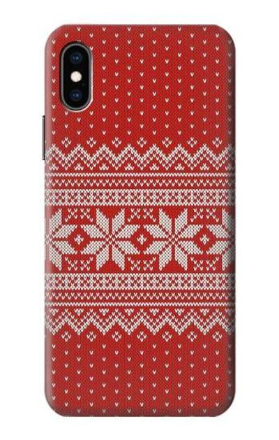 S3384 Winter Seamless Knitting Pattern Case Cover Custodia per iPhone X, iPhone XS