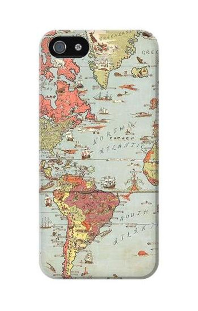 S3418 Vintage World Map Case Cover Custodia per iPhone 5C